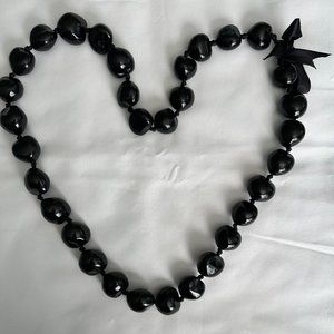 Black Hawaiian Beads with the ribbon